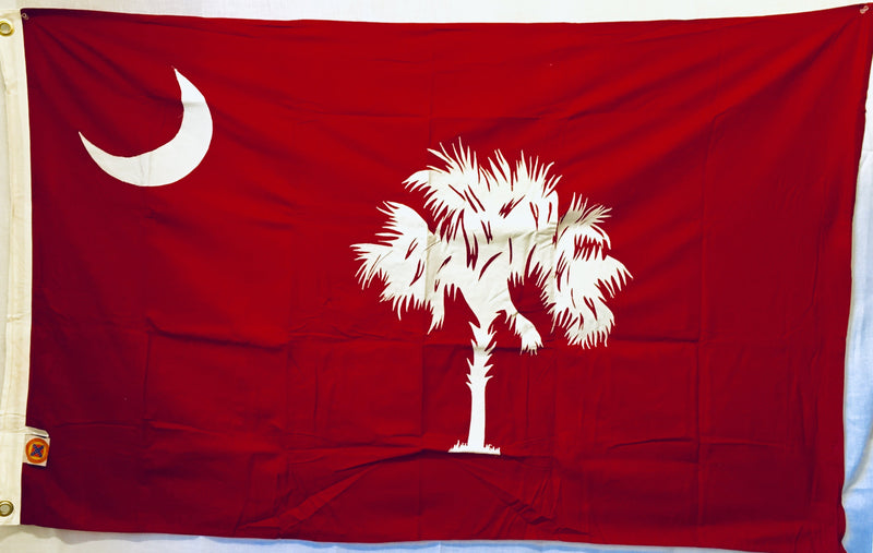 Antique South Carolina Vintage Red 3'X5' Flag Rough Tex® Cotton Made In The USA