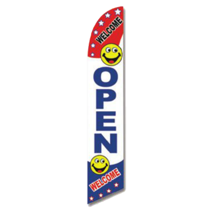 Welcome Open Smiley Flag
