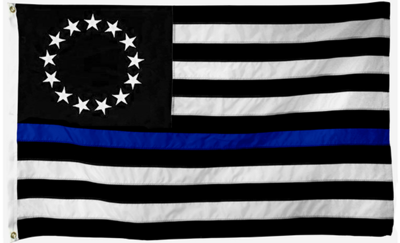 Betsy Ross Thin Blue Line Police Memorial Embroidered 3'X5' Flag Rough Tex® 150D