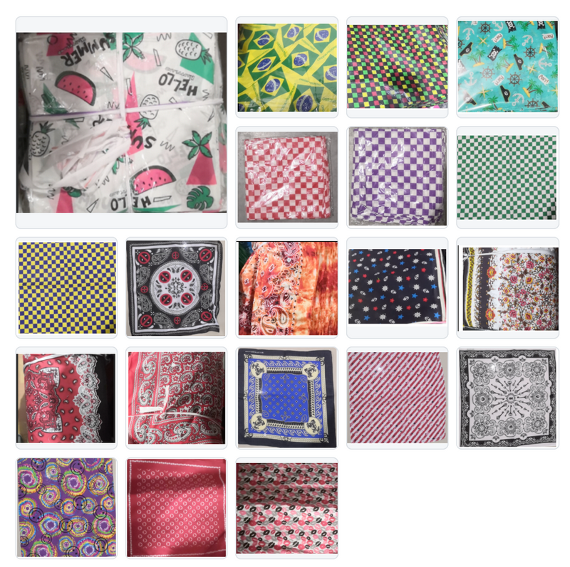 Collection Three Of Assorted Fashion Bandana Head Wrap In Various Patterns And Designs 100% Cotton 22"X22"