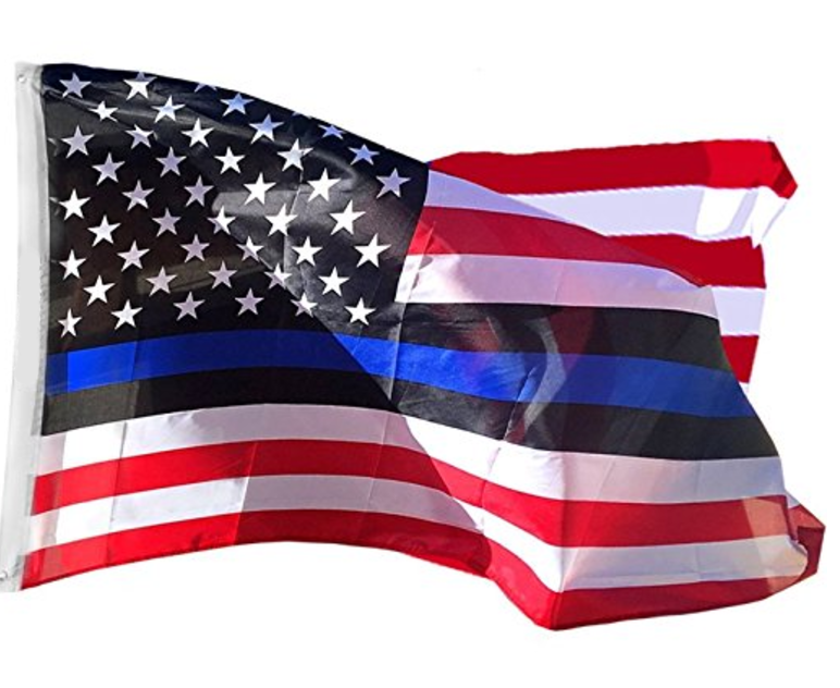 USA Police Memorial Blue Line 4'X6' Flag Rough Tex ® 68D Nylon