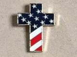 USA Cross Wavy -  Cloisonne Hat & Lapel Pin