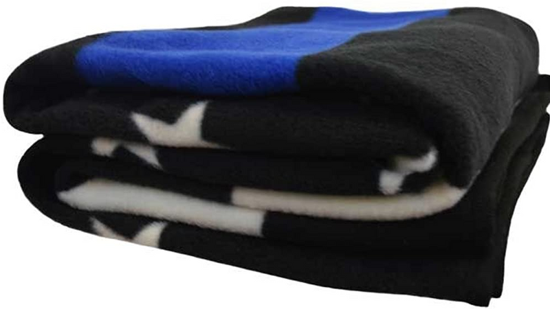 US Police Memorial Blue Line Flag Deluxe Polar Fleece Blanket