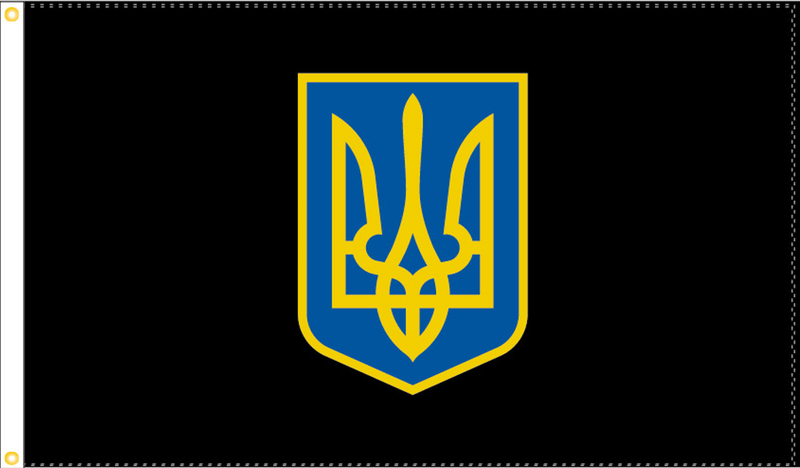 Ukraine Blackout Trident Crest 3'X5' Flag ROUGH TEX® 100D Tryzub
