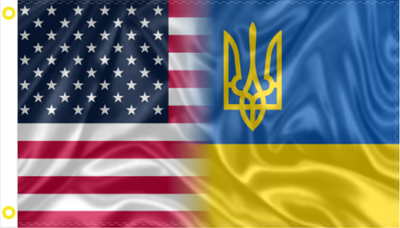 Ukraine American 3'X5' Flag Rough Tex® 100D USA Ukrainian Friendship Tryzub