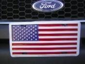 USA FLAG LICENSE PLATE ALUMINUM EMBOSSED AUTO TAG