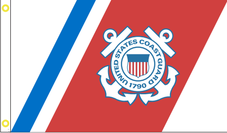 US Coast Guard Racing Stripe 3'X5' Flag ROUGH TEX® 100D