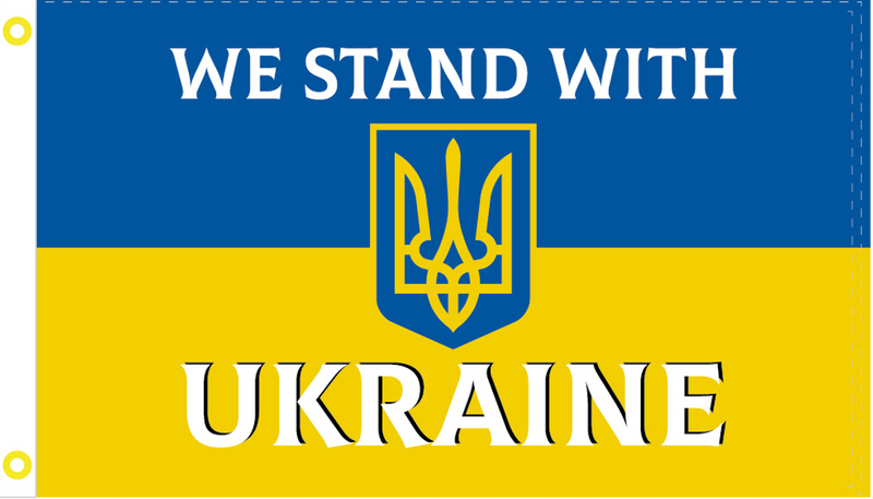 Ukrainian Trident 3'X5' Flag Rough Tex® 100D We Stand With Ukraine Tryzub