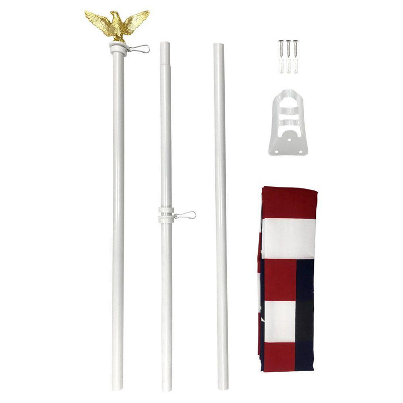 6' Foot White Steel Flag Pole Set With Gold Eagle Decoration