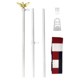 6' Foot White Steel Flag Pole Set With Gold Eagle Decoration