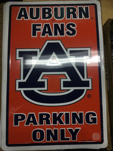 AUBURN UNIVERSITY FANS PARKING 12X18" METAL SIGN