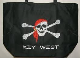 Key West Pirate With Red Hat Black Beach Bag