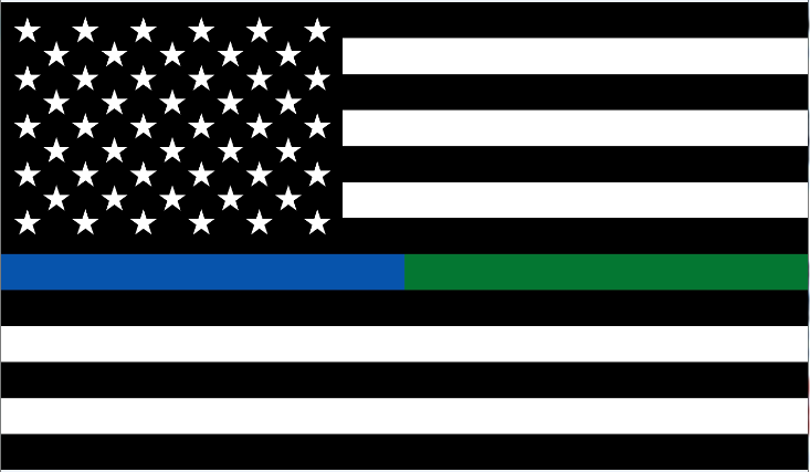 US Military and Police Memorial Thin Blue Green Line 3'X5' Flag Rough Tex® 68D Nylon