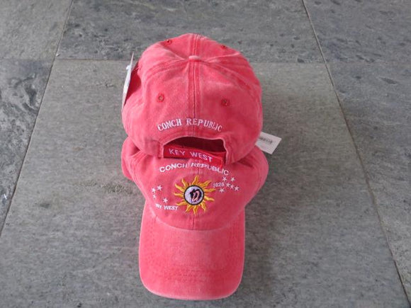 CONCH REPUBLIC KEY WEST RED WASHED CAP