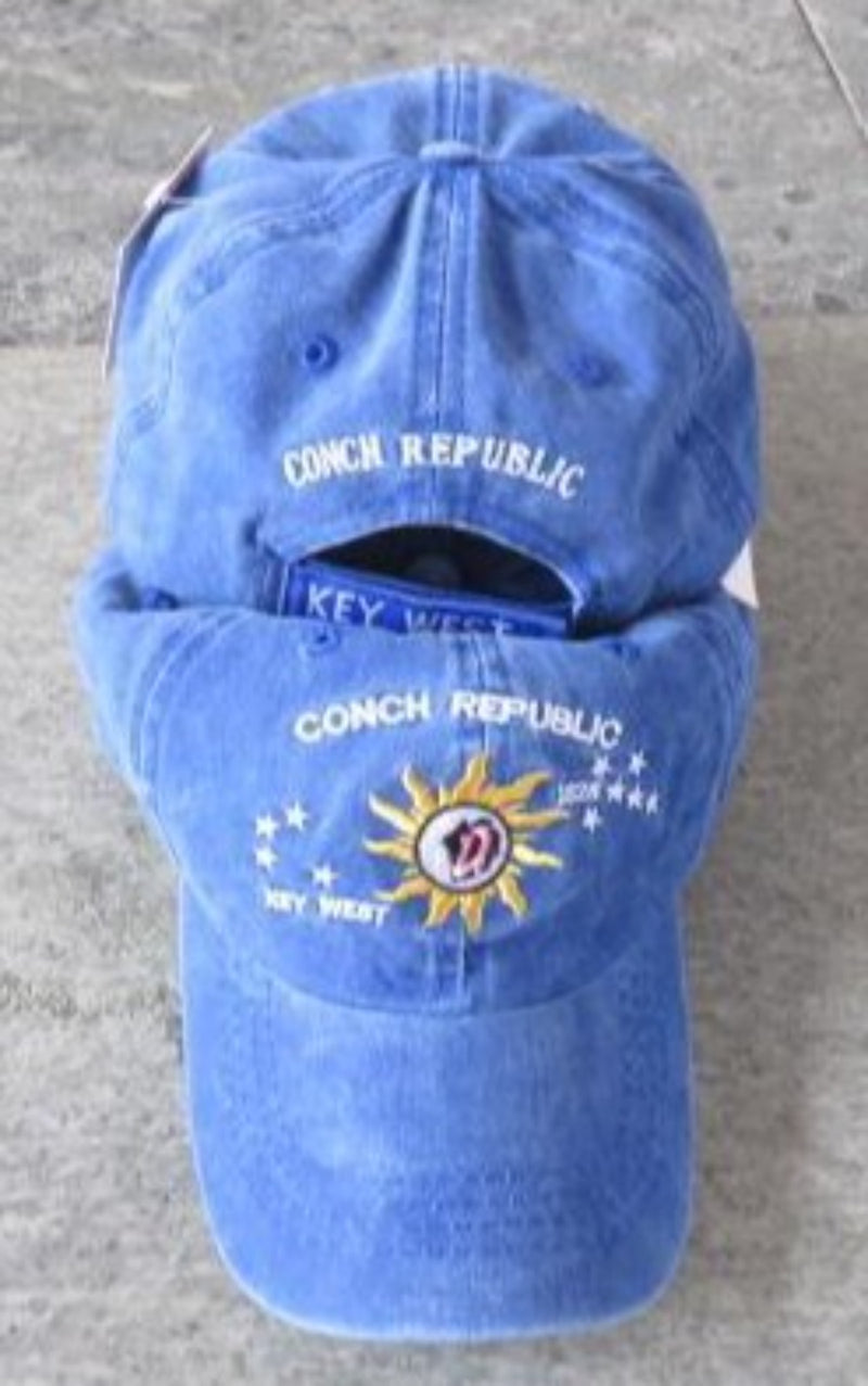 100% COTTON CAP CONCH REPUBLIC KEY WEST SKY BLUE WASHED