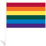 Rainbow Double Sided Car Flag - 12''X18'' 68D