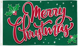 Merry Christmas Green Holly 3'X5' Flag Rough Tex® 100D