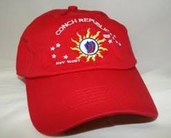 100% COTTON CAP CONCH REPUBLIC KEY WEST RED W/ 12"X18" Stick Flag