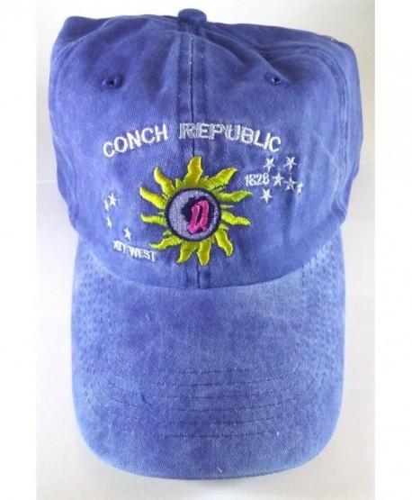 12 CONCH REPUBLIC KEY WEST CAPS BLUE FADED WASHED CAPS SOLD BY THE DOZEN