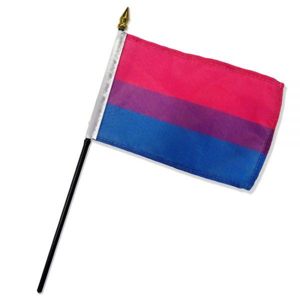 12 Bi-Sexual Pride Stick Flag In Poly 4''X6''