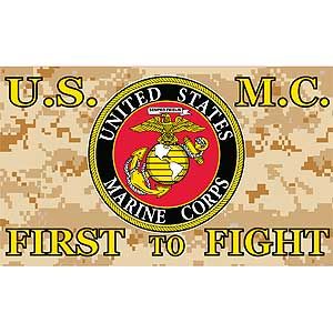 U.S.M.C First To Fight 3'X5' Flag Rough Tex® Super Polyester