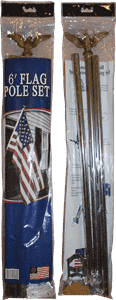 6' Foot Aluminum Flag Pole Set With Gold Eagle Decoration