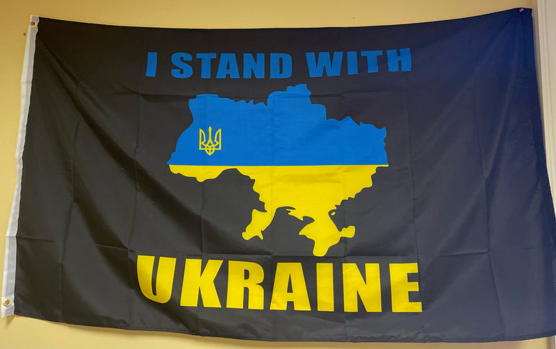 I Stand With Ukraine Black 3'X5' Flag ROUGH TEX® 100D
