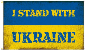 I Stand With Ukraine Vintage Official 3'X5' Flag ROUGH TEX® 100D