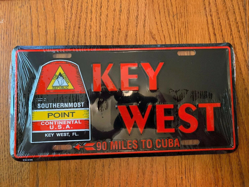Key West Black Embossed License Plate