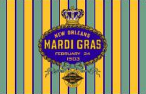 NEW ORLEANS MARDI GRAS 1903 BANNER (STRIPES SLEEVE) DOUBLE SIDED - 3'X5' Flag Rough Tex® 100D