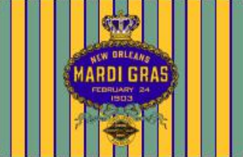 NEW ORLEANS MARDI GRAS 1903 BANNER (STRIPES SLEEVE) 3'X5' Flag Rough Tex® 100D