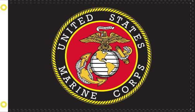 Marines Seal Black Double Sided 3'X5' Flag Rough Tex® 68D Nylon