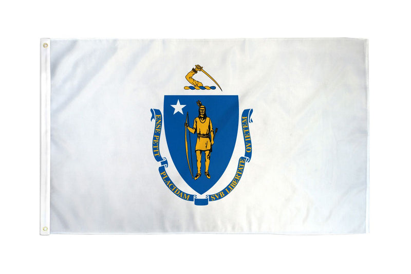 Massachusetts 12"x18" State Flag (With Grommets) ROUGH TEX® 68D Nylon