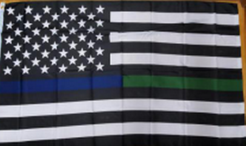 US Police Military Memorial Blue Green Line 4'X6' Flag Rough Tex® 100D