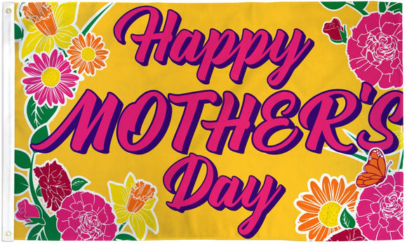 Happy Mother's Day Gold 3'X5' Flag Rough Tex® Polyester