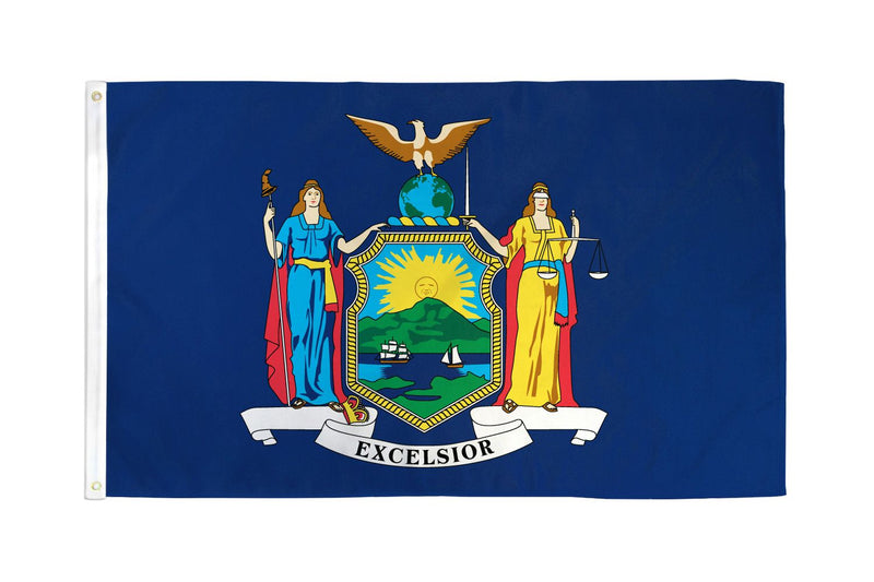 New York 12"x18" State Flag (With Grommets) ROUGH TEX® 68D Nylon