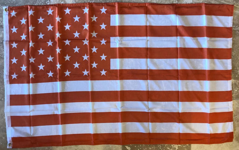 Orange & White USA 3'X5' Flag Rough Tex® 100D
