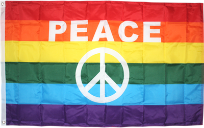 Rainbow Peace Sign Pride 3'x5' 100D Flag Rough Tex ®