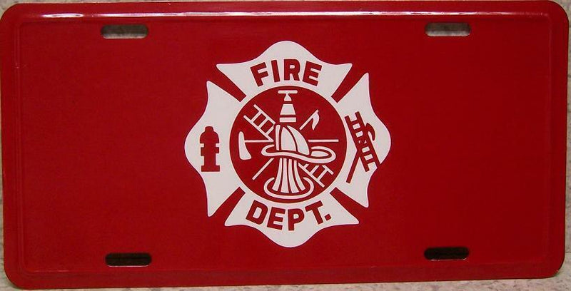 Fire Department Logo Aluminum Embossed License Plate