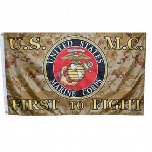 U.S.M.C First To Fight 3'X5' Flag Rough Tex® Super Polyester