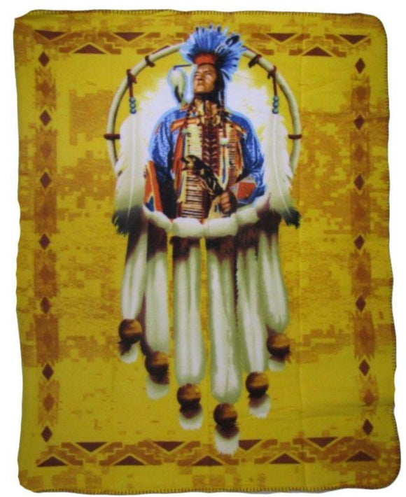 Native American Chief Deluxe Polar Fleece Blanket