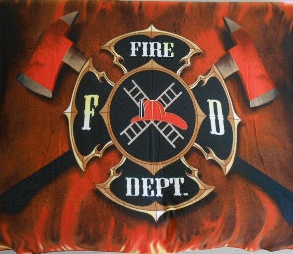 Fire Department With Flames Deluxe Polar Fleece Blanket