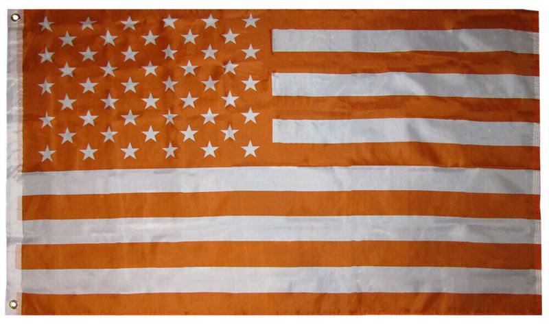 Orange & White USA 3'X5' Flag Rough Tex® 100D