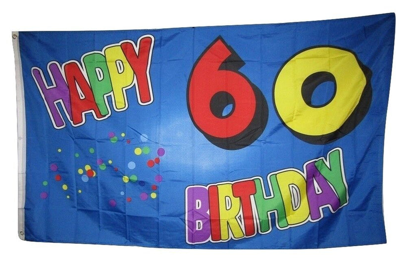 Happy 60th Birthday 3'X5' Flag Rough Tex®