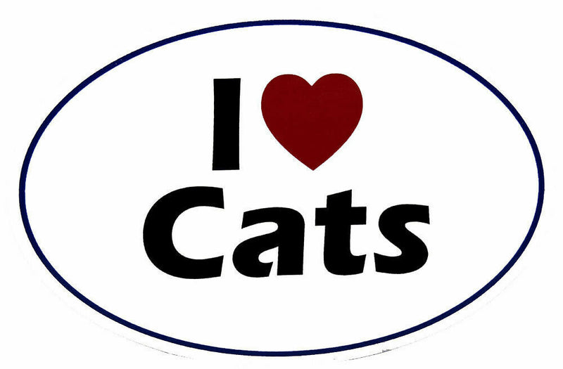 I Love Cats Oval Bumper Sticker