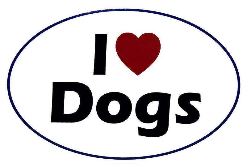 I Love Dogs Oval Bumper Sticker