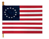 All American Betsy Ross Banner 5' Foot 1" Diameter Hard Wood Flag Pole Set With Wood Ball Top