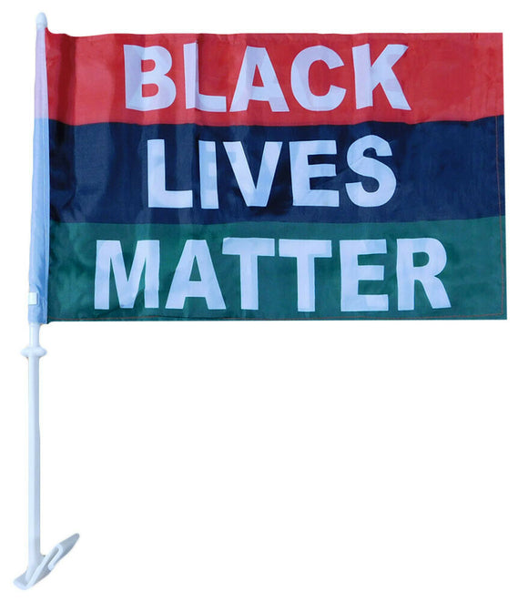 Black Lives Matter BLM Tri Color Double Sided Car Flag - 12''X18'' 68D Knit Nylon