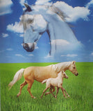 Mare And Foal Meadow Deluxe Polar Fleece Blanket