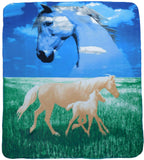 Mare And Foal Meadow Deluxe Polar Fleece Blanket